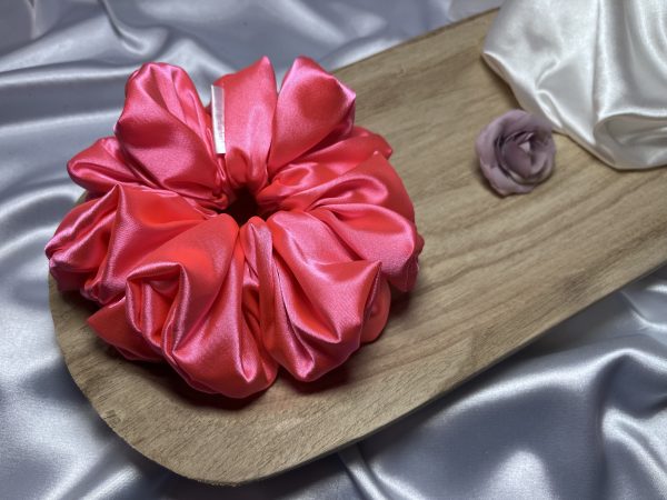 Scrunchie jednolite neonowy róż