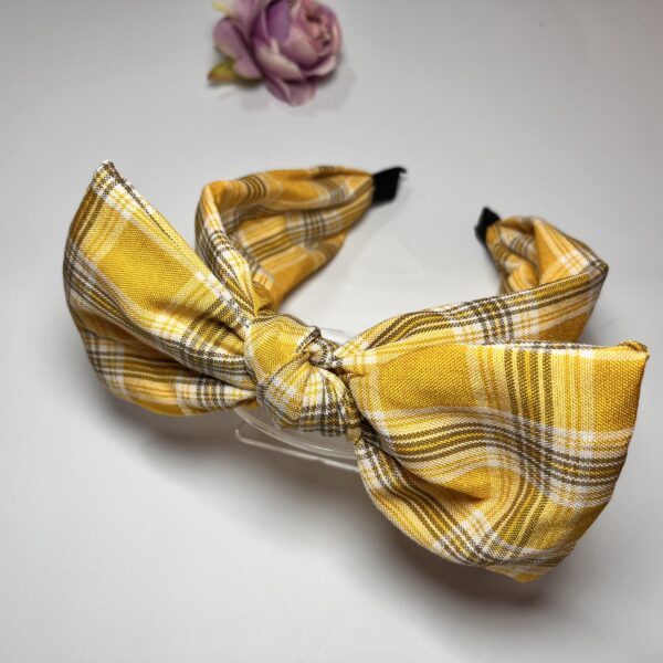 Opaska z kokardą Plaid Charm Żółta